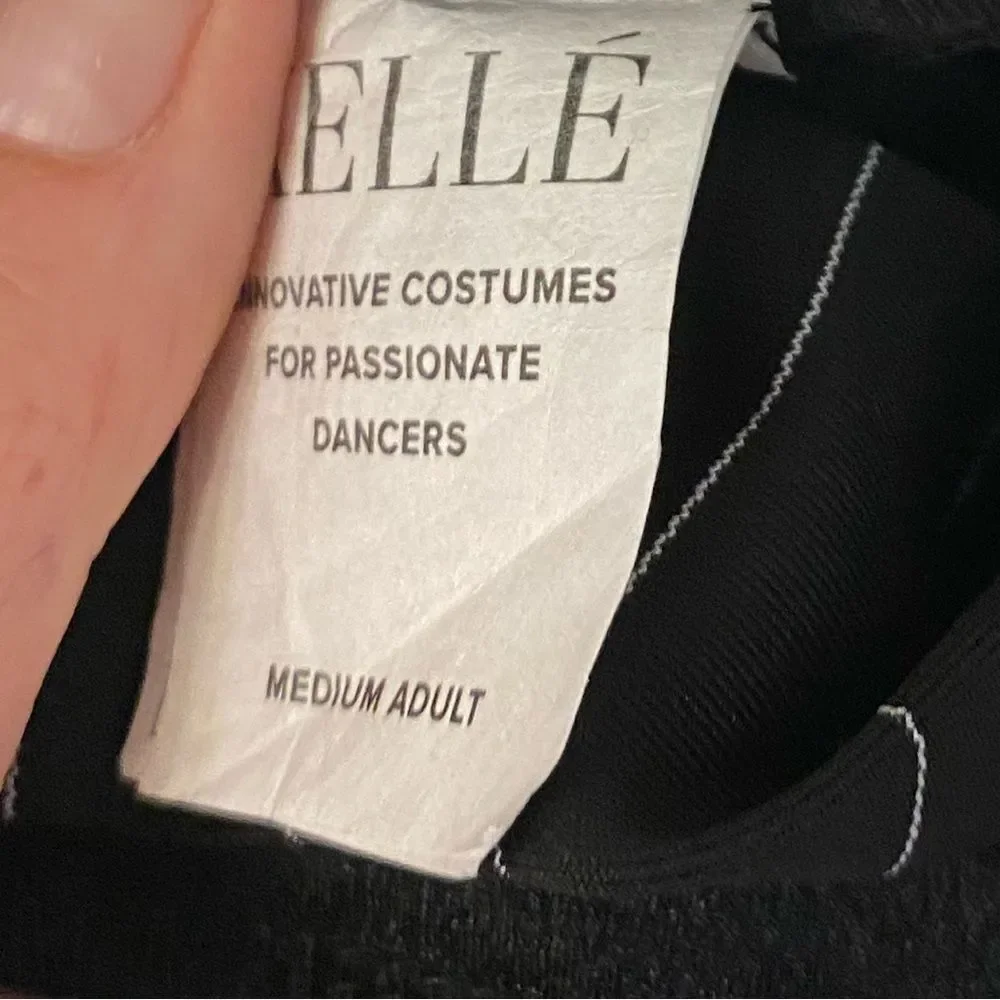 Kelle dance black pinstripe costume 2 piece pants leotard STRIPE ZONE 103530 MA